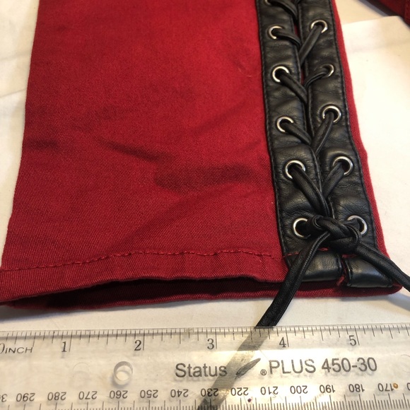 Vintage Joan Jett Tripp NYC Daang Goodman Lace up Red Jeans Size 11 denim - Picture 5 of 16